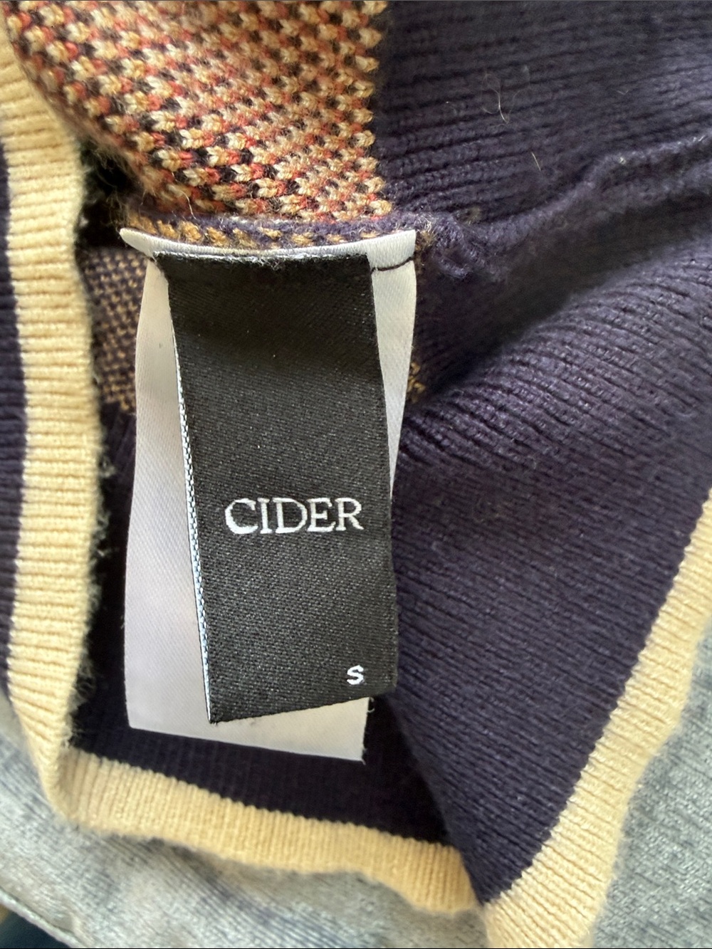 Cider Navy Crewneck Sweater with Dog Motif and Cream Trim small poodle - Picture 4 of 5